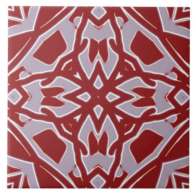 A vibrant red & gray classic geometric pattern   ceramic tile (Front)