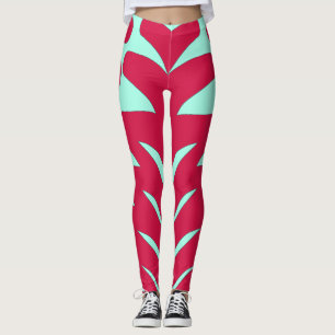 A vibrant red teal "Ratti_Creative_Arts" Leggi Leggings