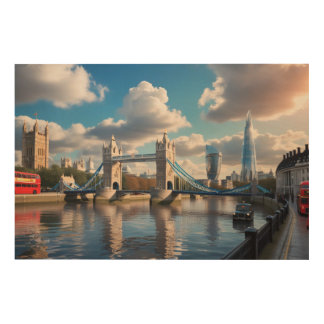 a vibrant scene of London Wood Wall Art