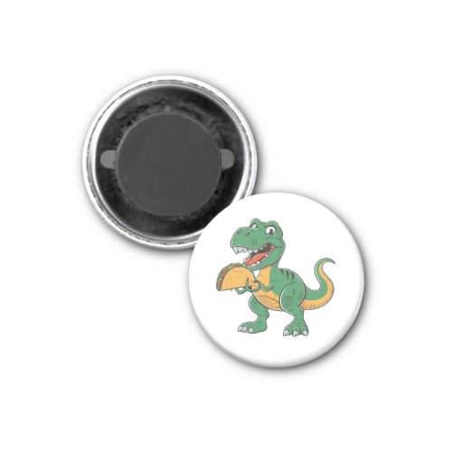 a vibrant_style cartoon funny t rex holding taco  magnet
