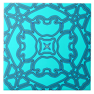 A vibrant teal color classic pattern ceramic tile