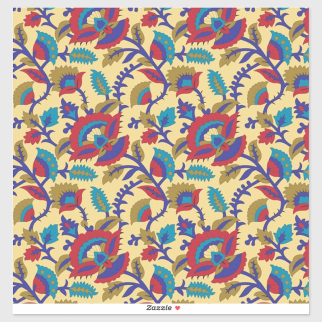 A vibrant textile art piece featuring bold red, ye sticker (Sheet)