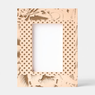 A vibrant textile design featuring purple and turq engraved frames