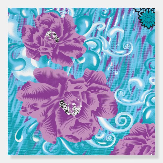 A vibrant textile design featuring purple and turq foam board (Front)