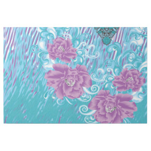A vibrant textile design featuring purple and turq gallery wrap