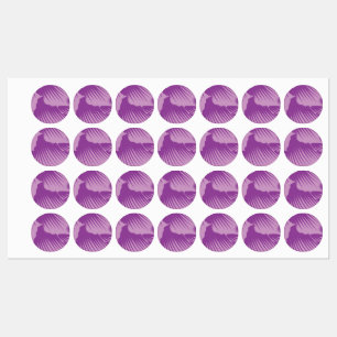 A vibrant textile design featuring purple and turq kids' labels