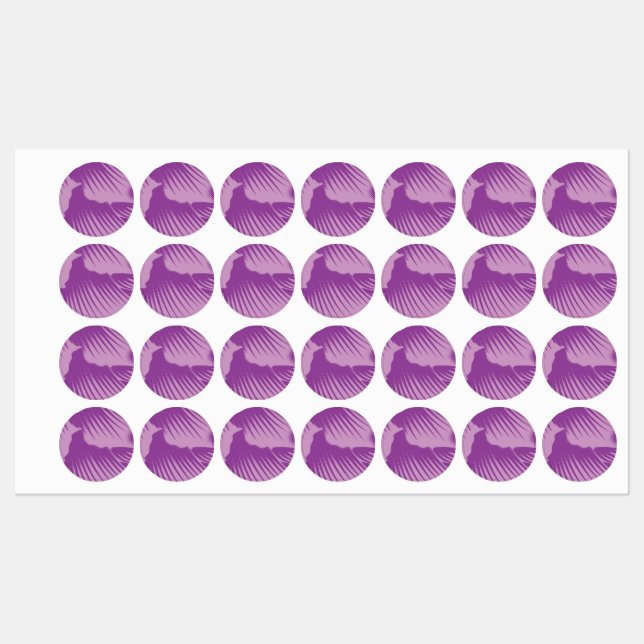 A vibrant textile design featuring purple and turq kids' labels (Sheet)