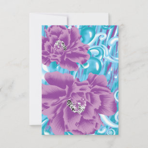 A vibrant textile design featuring purple and turq thank you card