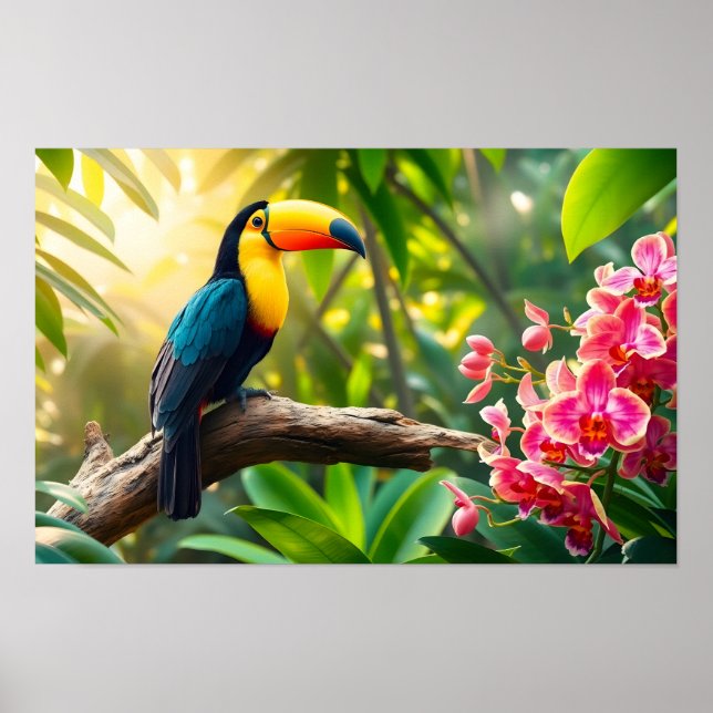 A Vibrant Toucan Tropical Jungle Poster (Front)