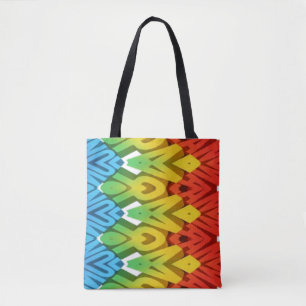 A vibrant trendy colorful classic zigzag pattern   tote bag