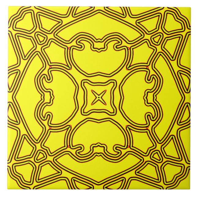 A vibrant yellow color classic pattern    ceramic tile (Front)