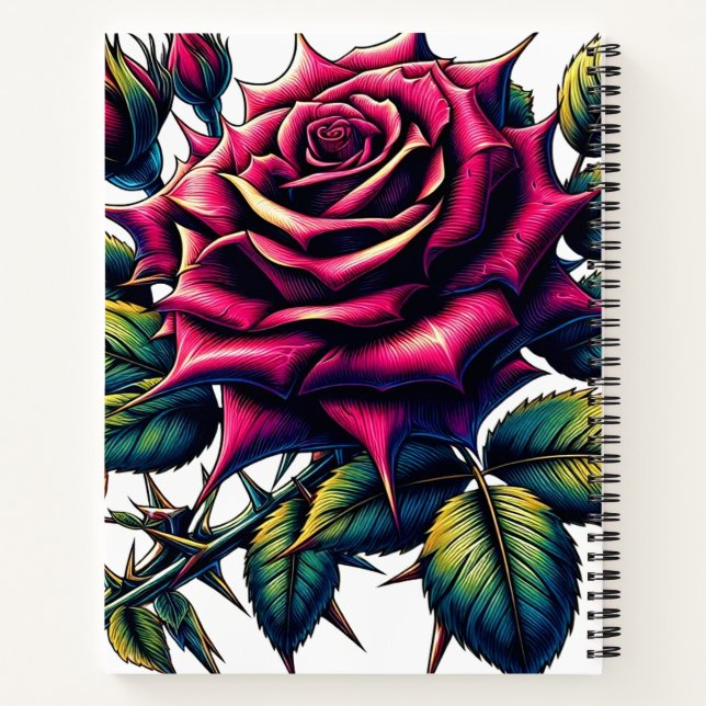 A Vibrantly Colored Rose -Notebook  Notebook (Back)