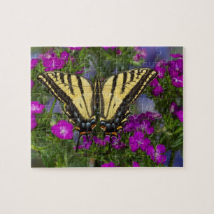 A Viceroy Butterfly on Dark Pink Flowers Jigsaw Puzzle