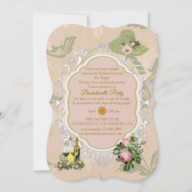 A Victorian Bush Garden Bachelorette Invitation (Front)