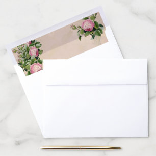 A Victorian Bush Garden Green with Pink Roses Envelope Liner