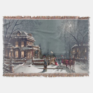 A Victorian Christmas Eve by J. Hoover 1880 Throw Blanket