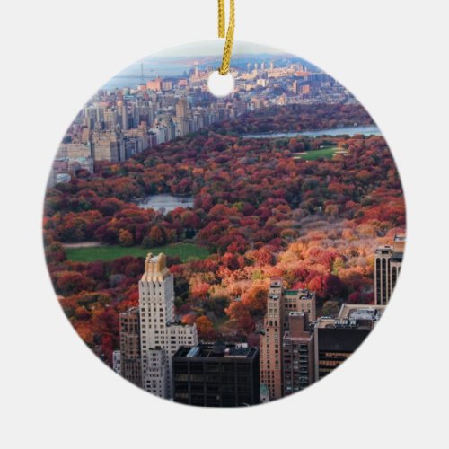 A view from above Autumn in Central Park 01 Ceramic Ornament