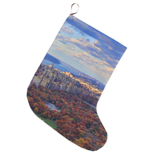 A view from above Autumn in Central Park 01 Large Christmas Stocking