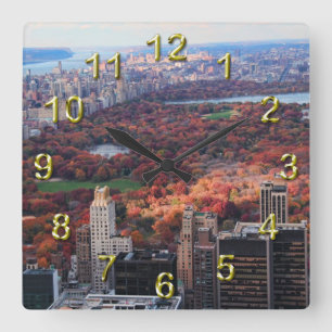 A view from above: Autumn in Central Park 01 Square Wall Clock