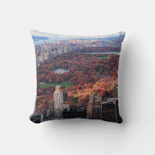 A view from above: Autumn in Central Park 01 Throw Pillow (Front)