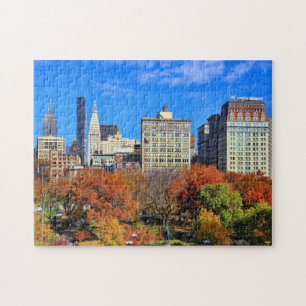 A view from Above: Autumn in Union Square Park NYC Jigsaw Puzzle