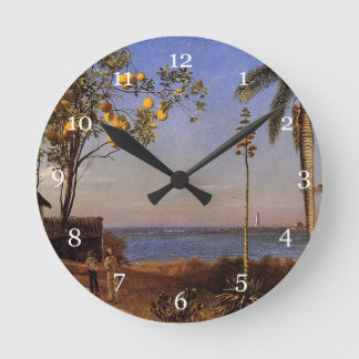 A View in the Bahamas by Bierstadt Albert. Round Clock