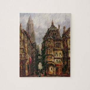 A View in the Jewish Quarter, Frankfurt, 1877 (oil Jigsaw Puzzle