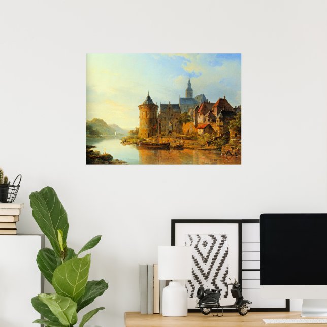A View of a Town along the Rhine Poster (Home Office)