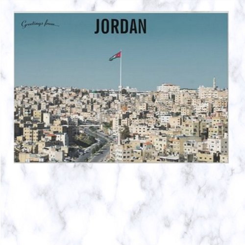 A View of Amman Jordan With Flag Postcard