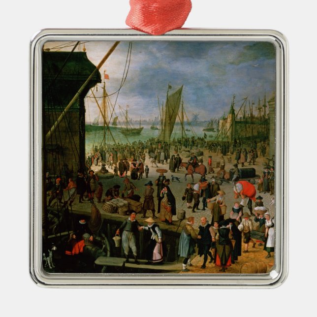 A View of Antwerp harbour Metal Ornament (Front)
