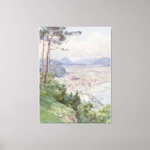 A view of Bregenz and Lake Bodensee Edward Theodor Canvas Print