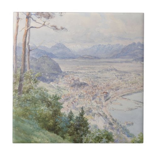 A view of Bregenz and Lake Bodensee Edward Theodor Ceramic Tile