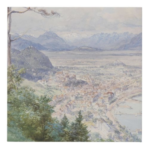 A view of Bregenz and Lake Bodensee Edward Theodor Faux Canvas Print