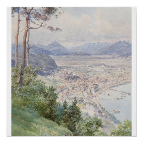 A view of Bregenz and Lake Bodensee Edward Theodor Poster