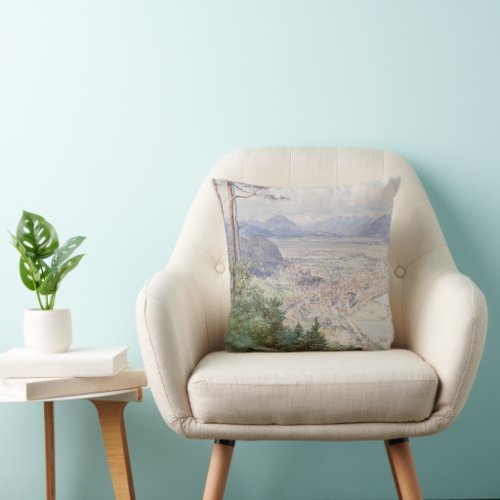 A view of Bregenz and Lake Bodensee Edward Theodor Throw Pillow