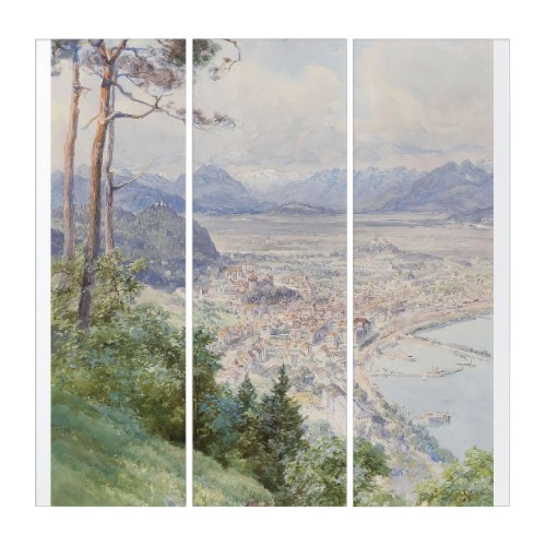 A view of Bregenz and Lake Bodensee Edward Theodor Triptych