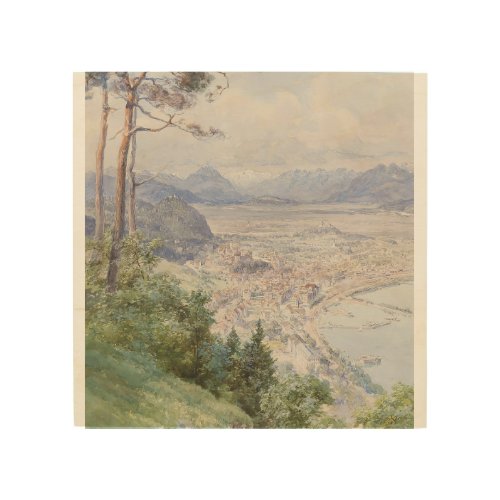 A view of Bregenz and Lake Bodensee Edward Theodor Wood Wall Art