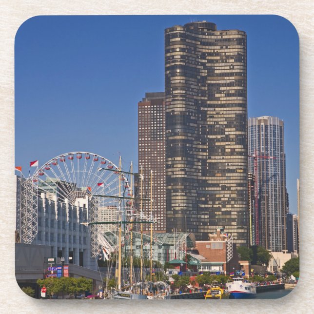 A view of Chicago's Navy Pier Drink Coaster (Front)