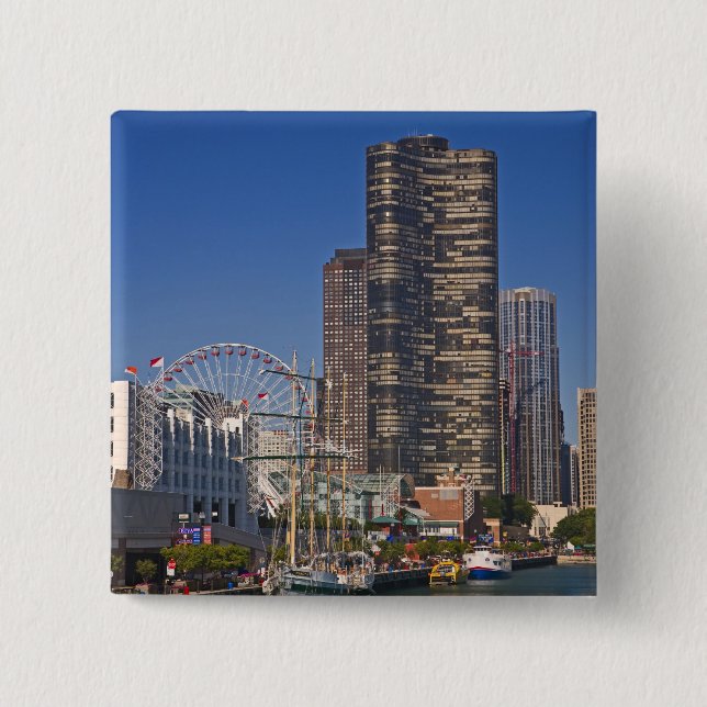 A view of Chicago's Navy Pier Pinback Button (Front)