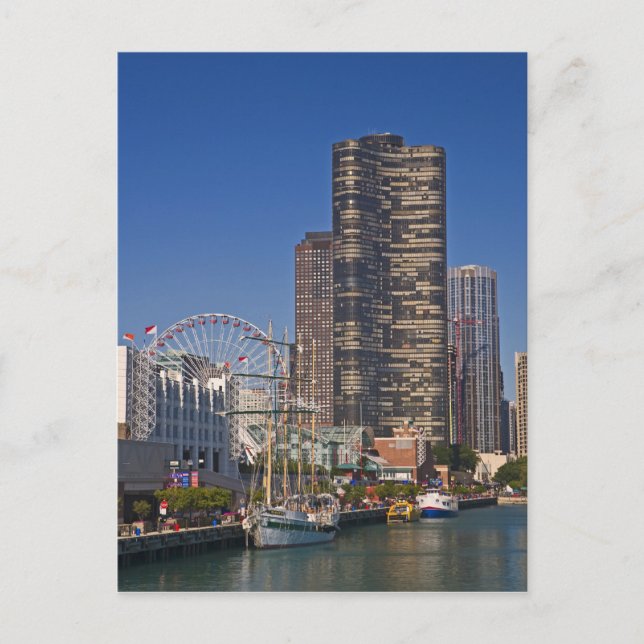 A view of Chicago's Navy Pier Postcard (Front)