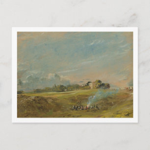 A View of Hampstead Heath, with figures round a bo Postcard