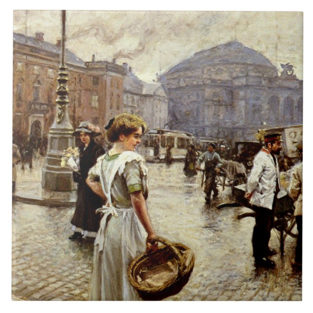 A View of Kongens Nytorv, Copenhagen Ceramic Tile (Front)