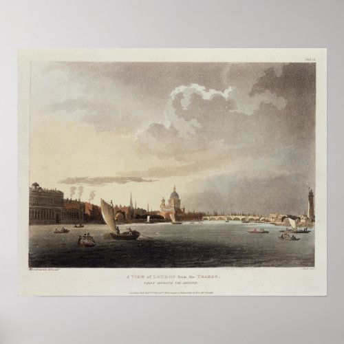 A View of London from the Thames 1809 Poster