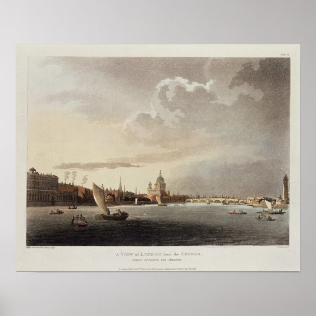 A View of London from the Thames, 1809 Poster (Front)
