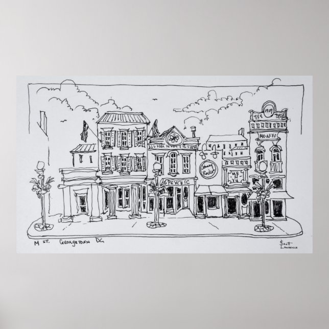 A view of M Street in Georgetown, Washington DC. Poster (Front)