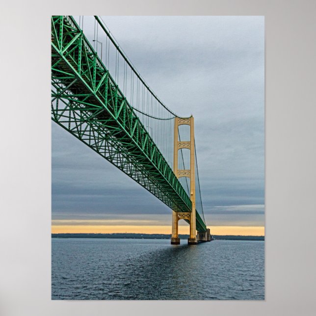 A view of Mackinac Bridge from Lake Michigan 2 Poster (Front)