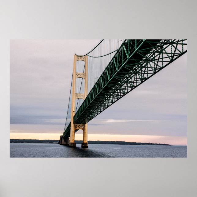 A view of Mackinac Bridge from Lake Michigan Poster (Front)