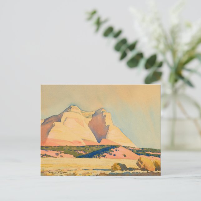 A view of Mount Carmel, Utah by Maynard Dixon Holiday Postcard (Standing Front)