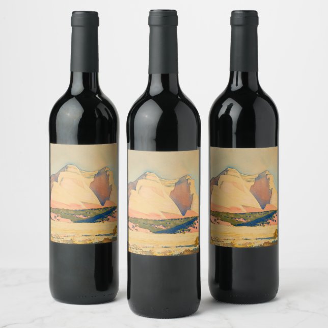 A view of Mount Carmel, Utah by Maynard Dixon Wine Label (Bottles)