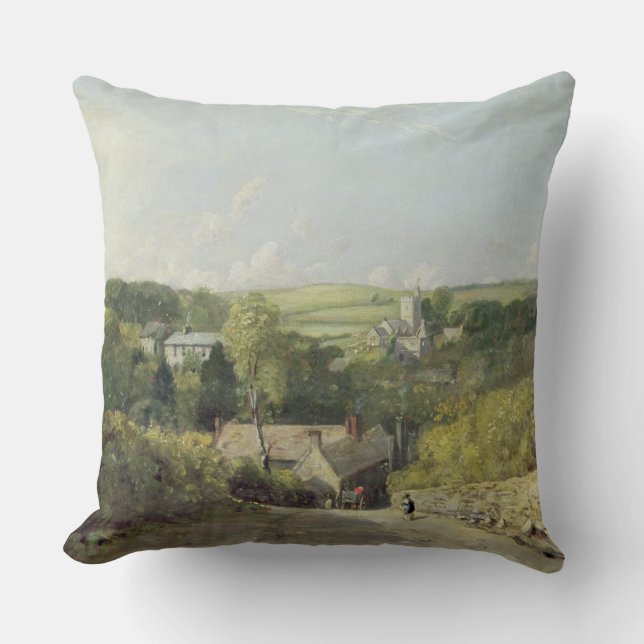 A View of Osmington Village with the Church and Vi Throw Pillow (Front)